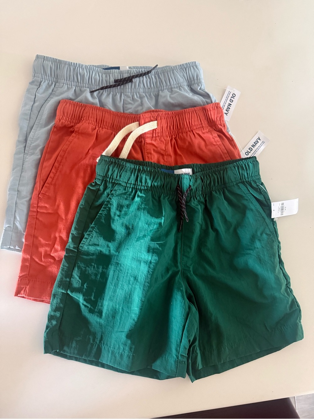 Old Navy Kids Green, Coral & Light Blue Elastic Waist Shorts Trio